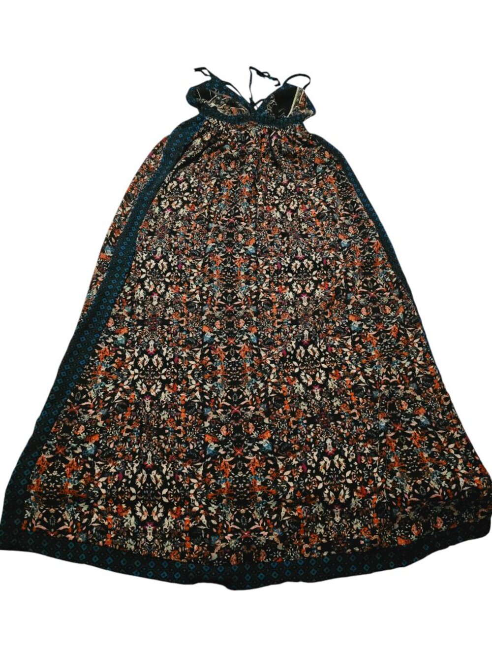 Fire Los Angeles Floral Maxi Dress XS Halter Smocked Waist